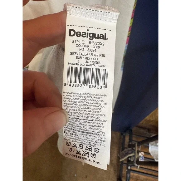 Desigual Womens Floral Geometric Print Dress Short Sleeve Multicolor 51V20X2 - Picture 4 of 6